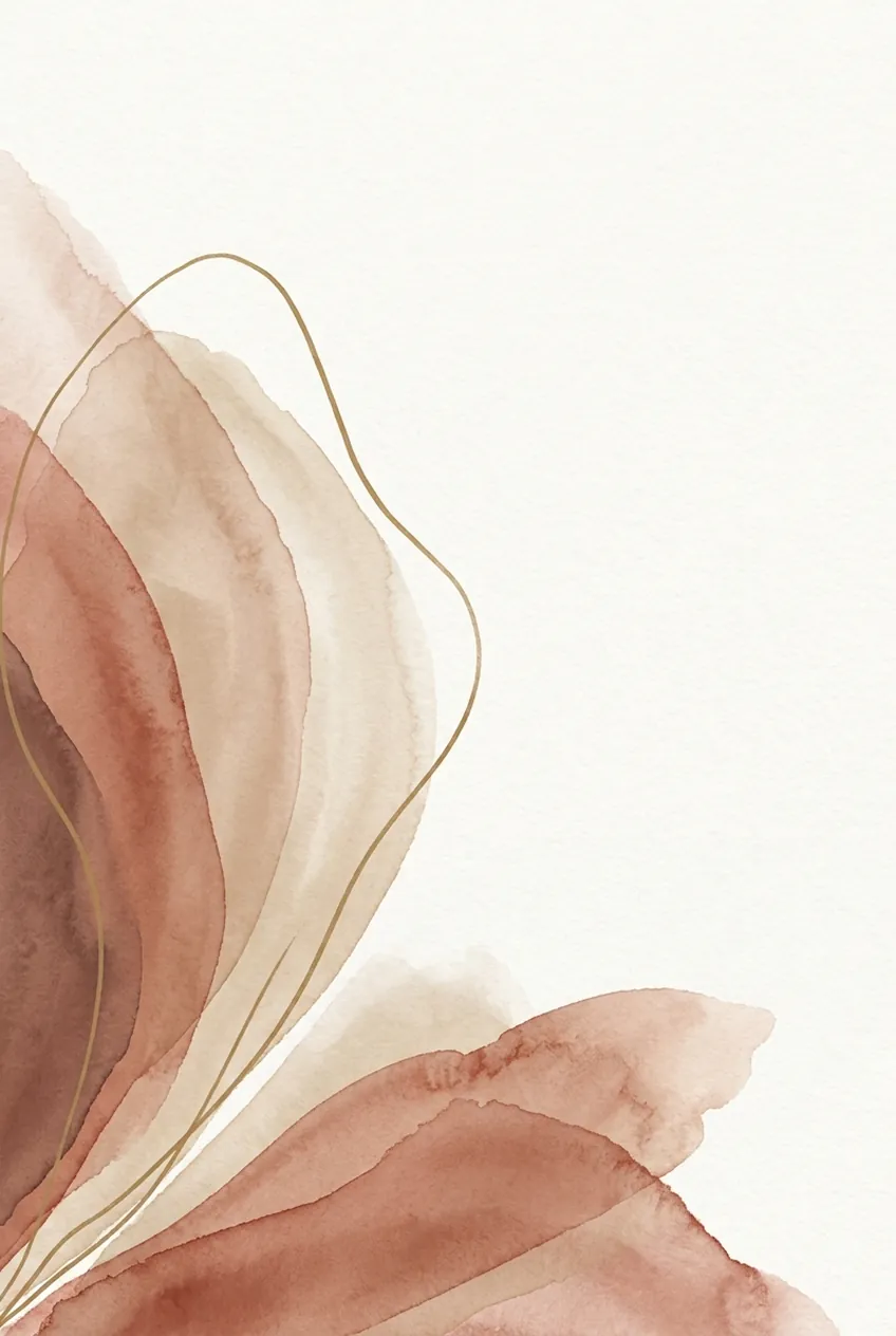 Capa ilustrada do livro Saúde da gengiva: pétalas translúcidas em aquarela terracota